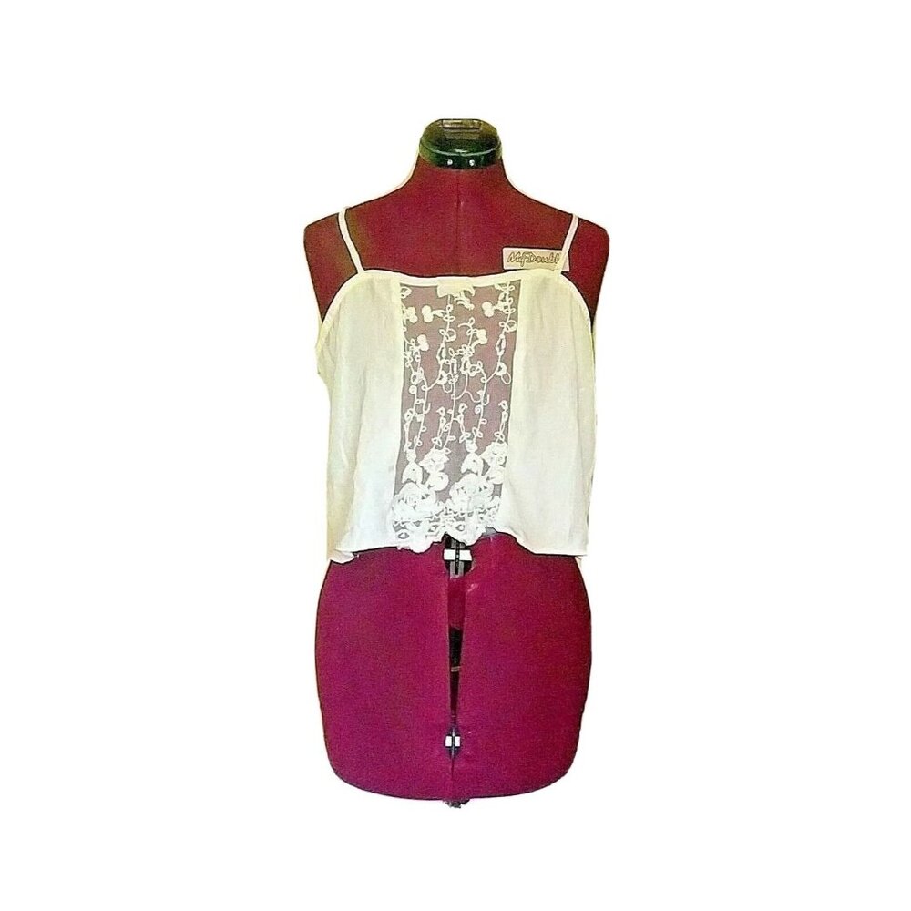 Native Rose Camisole Cream Women Lace Center Size 6 Cropped Adjustable S…